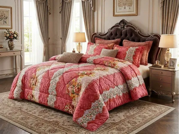 কটন ৫ পিসের কম্ফোর্টার সেট (light pink)
